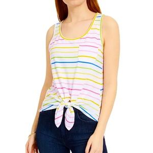 Rebellious One Juniors Striped Tie-Front Tank Top